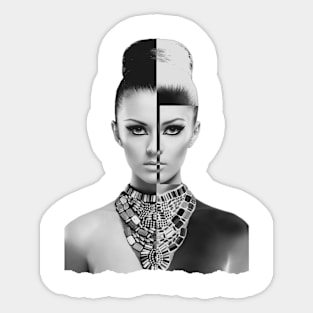 Abstract Fashion Model Portrait Black and White Sticker